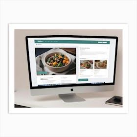 A Computer Screen Displaying A Website With A Food Delivery Service, Showcasing A Variety Of Dishes, Representing Online Ordering, Convenience, And Food Culture Art Print