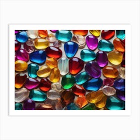 Colorful Glass Pebbles 2 Art Print