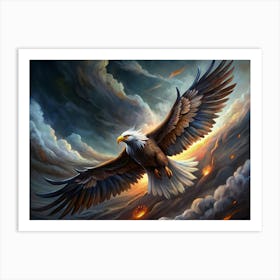 Majestic Eagle Flying Above Storm Clouds Art Print