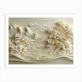 3D Chinese Landscape 1 Art Print