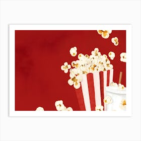 Popcorn And Drink Art Print