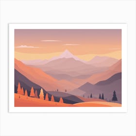 Misty mountains horizontal background in orange tone 106 Art Print