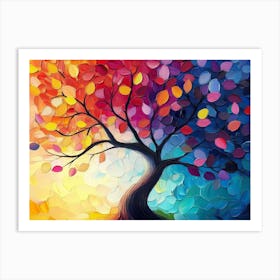 Elegant Colorful Tree with Vibrant Leaves Hanging Branches 5 Art Print