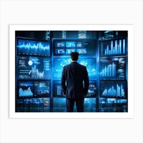 Corporate Finance Executive Analyzing Market Trends Graph Details And Business Strategies Digital Art Print