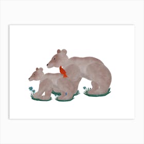 Woodland Mom Baby Bear Art Print