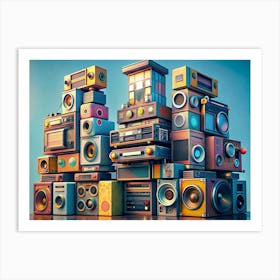 Vintage Audio Equipment Stack Art Print