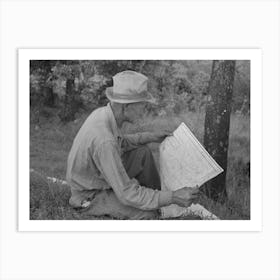 Untitled Photo, Possibly Related To White Migrant Agricultural Worker From Texas Studying The Map While Stopped Art Print