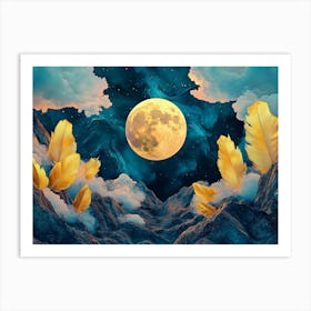 Moon And Feathers 2 Art Print