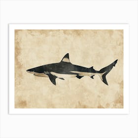 Blacktip Reef Shark Silhouette 3 Art Print