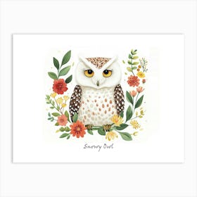 Little Floral Snowy Owl 1 Poster Art Print