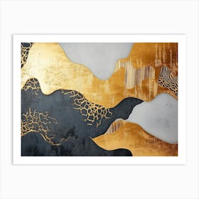 Gold And Black Abstract Painting 5 Art Print