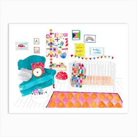 New Baby Nursery Colourful Art Print