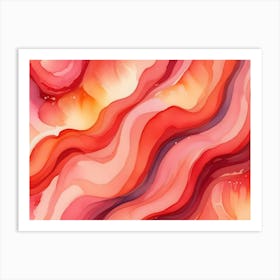 Abstract Background With Flowing, Wavy Lines In Shades Of Red, Orange, And Pink, Resembling An Agate Slice Or Marble Texture Art Print