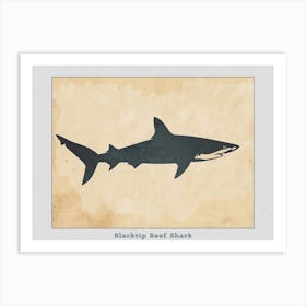 Blacktip Reef Shark Silhouette 2 Poster Art Print