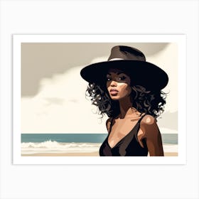 Illustration of an African American woman at the beach 43 Art Print