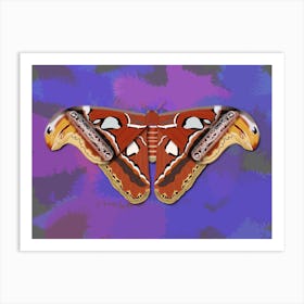 Mechanical Butterfly The Atlas Moth Techno Attacus Atlas On A Purple Background Art Print