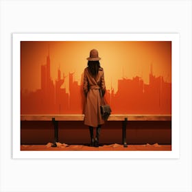 Woman In Hat And Coat Art Print