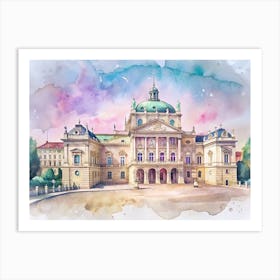 Watercolor Of The Vienna Opera House Art Print