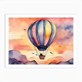 Cat in a Hot Air Balloon Art Print