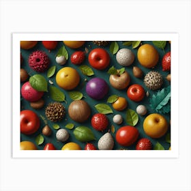 3d Fruit Seamless Pattern Art Print