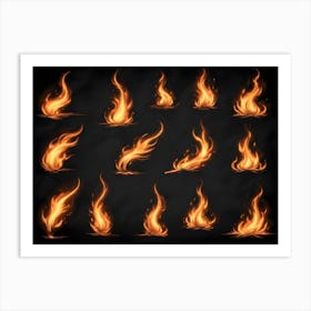 Animated Fire Flames Set Art Print