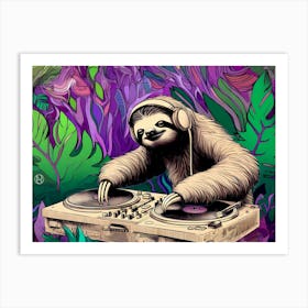 C A Sloth Dj H1 Art Print