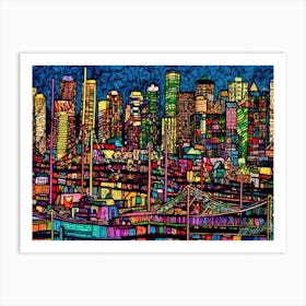 Vancouver BC Harbour City - Cityscape Of Vancouver Art Print