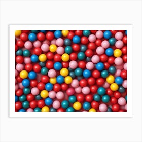 Colorful Plastic Balls On Pink Background 1 Art Print