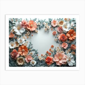 A Captivating 3d Artwork Featuring a Lush Array of Flowers Art Print