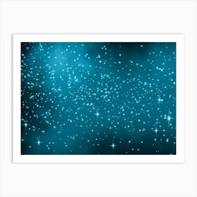 Navy Blue Shining Star Background Art Print