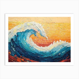 Colorful Texture Abstract Art of a Wave on a Red Brick Art Print