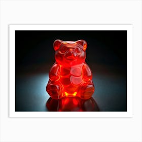 Red Gummy Bear With Glowing Lights Art Print