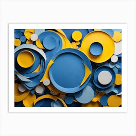 Blue And Yellow Circles 2 Art Print