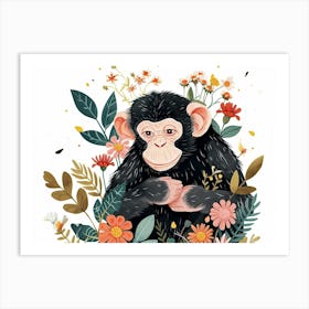 Little Floral Baboon 2 Art Print