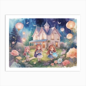 Enchanted Academy: A Fantasy Watercolor Dream Art Print