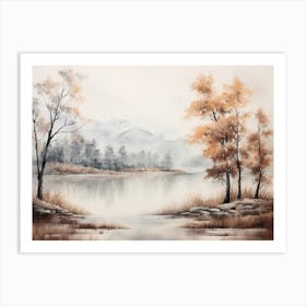 A Painting Of A Lake In Autumn 72 Art Print