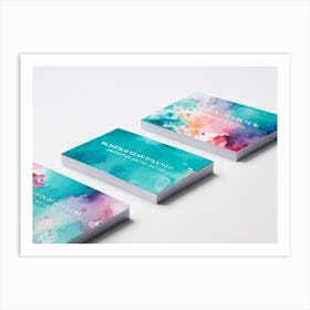 Bundle Of Creative Business Cards Featuring Watercolor Splashes Bursts Of Vibrant Colors In Shades (3) Art Print