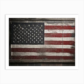 American Flag Rendered In Black And White With Subtle Red Stars Against A Smudged Vintage Backdrop R (3) Art Print