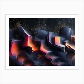 3d Effect Dark Color 5 Art Print