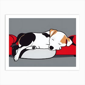 Dog Sleeping On Couch Art Print