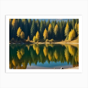 Autumn Trees Reflected In A Lake Art Print