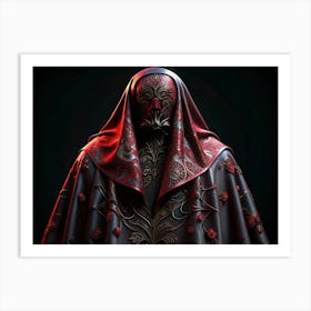 Mysterious Figure In A Red And Gold Embroidered Cloak 1 Art Print