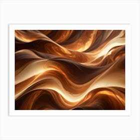 Abstract Image With Swirling, Flowing Lines Of Color In Shades Of Brown And Gold, Creating A Sense Of Energy And Movement Art Print