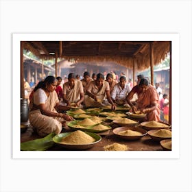 Women Preparing Rice Art Print