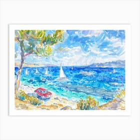 Watercolor Of A Beach Scene 1 Art Print