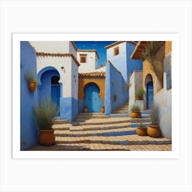 Blue Houses In Morocco Art Print