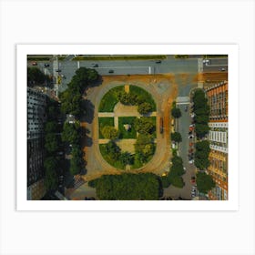 drone view of italian park. Milan, Italy. Art Print