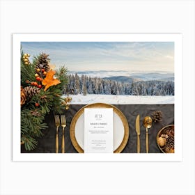 A Detailed Close Up Illustration Captures An Autumnal Table Setting Festive Dinner Arrangement Taki (6) Art Print