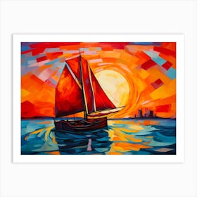 Parisian Boat In Azure Art Print