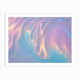 Abstract Image Of A Flowing, Iridescent Surface In Shades Of Blue And Pink With A Slight Shimmer Art Print